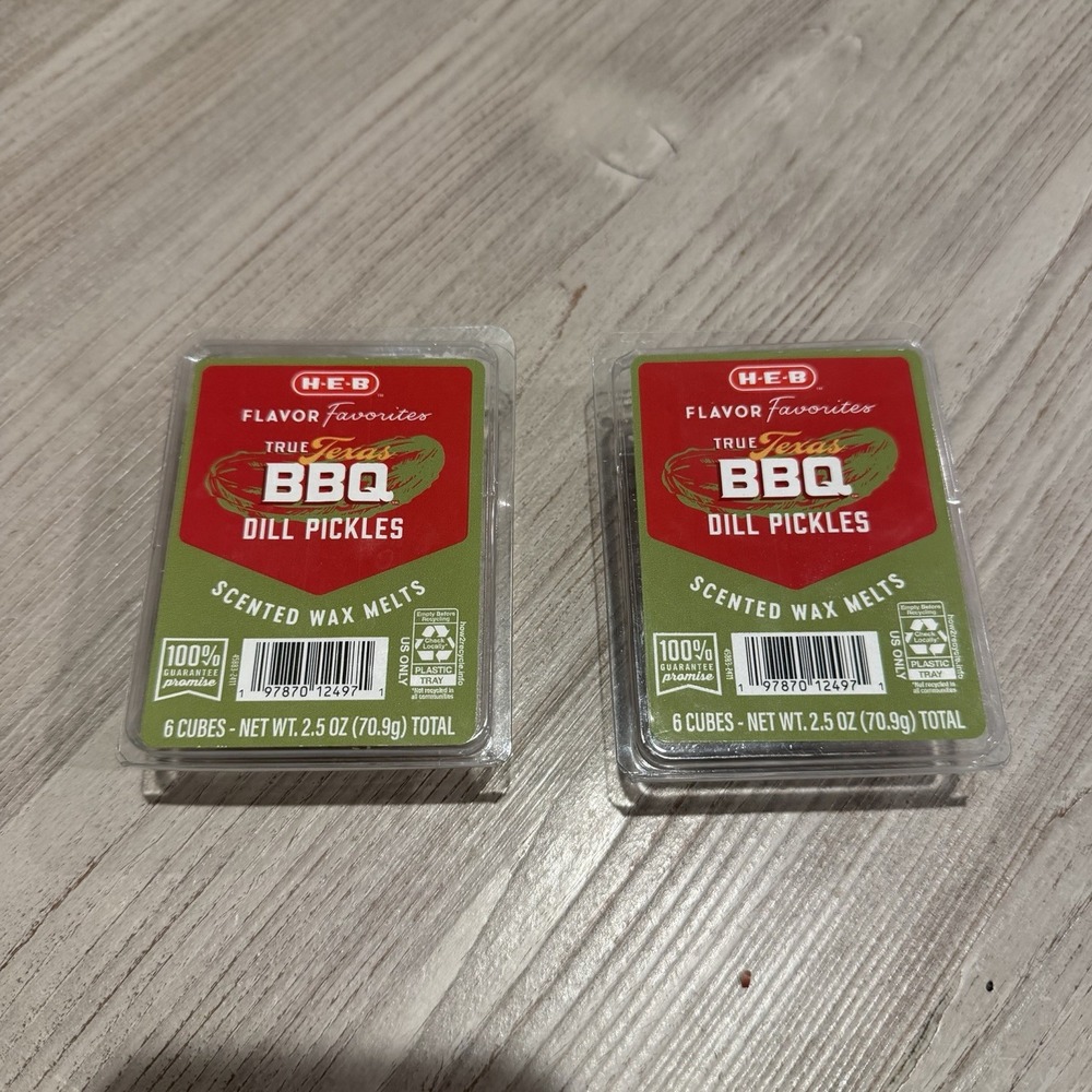 2-Pack HEB True Texas BBQ Dill Pickles Weird Scented Wax Melts 2.5 oz 12 Cubes